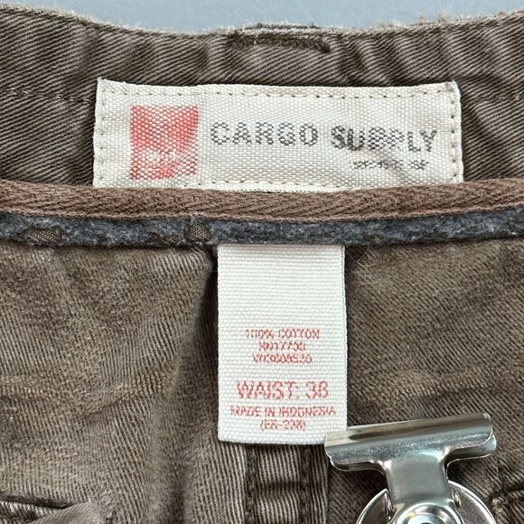 Vintage Mossimo Cargo Supply Shorts Mens 38 Brown Chino Distressed Skate Y2K - Picture 5 of 11